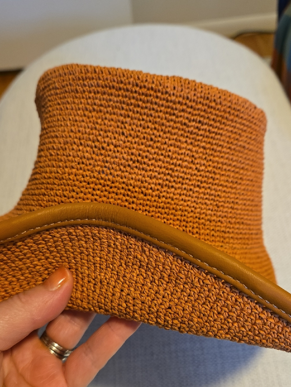 Catarzi 1910 Wide Brim Crochet 'Sao Paulo' Crochet Sun Hat - Rust Orange - Picture 5 of 6
